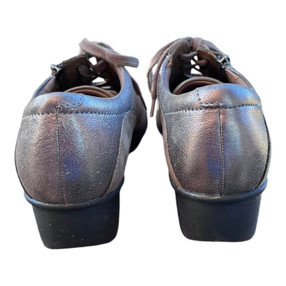 Dansko Loretta Taupe‎ Leather Lace-up Oxford Shoe Metallic Women’s Sz 7.5 EU 38 - Picture 6 of 11